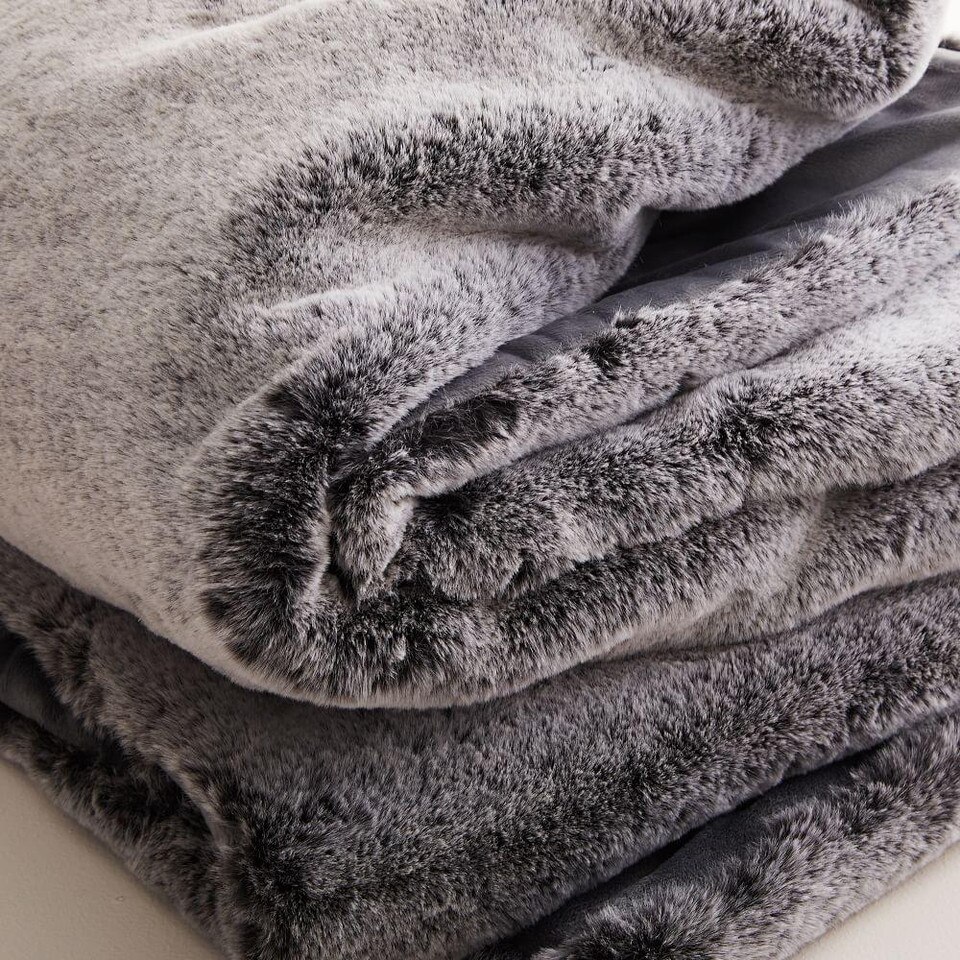 Faux Fur Chinchilla Throw